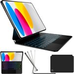 Clavier pour ipad 10e g�n�ration & ipad 11 (a16 2025) ? r�tro�clair� 7 couleurs azerty fran�ais pav� ...