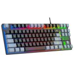 Clavier m�canique gaming usb 87 touches r�tro�clairage rgb touches bicolores noir gris clavier ergonomique ...