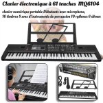 Clavier de piano 61 touches clavier lectronique numrique mq - 6104 pour enfants dbutant avec micro ...