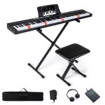 Clavier piano �lectronique 88 touches sensible avec tabouret costway - support r�glables - midi - jeu ...