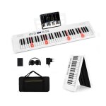 Clavier piano electronique pliable 61 touches costway - fonction midisplit - casquep�dale de sustain ...