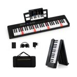 Clavier piano electronique pliable 61 touches costway - fonction midisplit - casquep�dale de sustain ...
