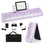 Clavier piano electronique pliable 61 touches costway - fonction midisplit - casquep�dale de sustain ...
