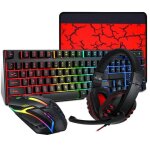 Clavier et souris gamer 4 en 1 rgb pack jeu avec casque tapis de souris r�tro�clair� ergonomique pour ...