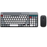 Clavier et souris sans fil bluetooth 24 ghz rechargeable design r�tro ergonomique compatible pc tablette ...
