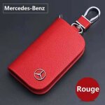 Cle auto porte - cl�s pendentif cl� en cuir v�ritable de voiture �tui cl�s pour mercedes benz rouge