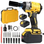 Cle a choc 1 / 2 pouce sans fil 800 nm moteur sans balais 2 batteries 4. 0ah chargeur rapide 7 douilles ...