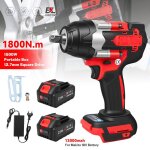 Cl� � chocs sans fil cl� � cliquet �lectrique 1800n. m avec 2 batteries et chargeur led int�gr�e pour ...