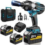 Cl� � chocs sans fil hecusam 2100 n. m 3 / 4 brushless avec 2 batteries et adaptateur 1 / 2