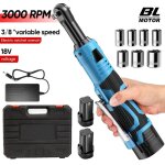 Cl� � cliquet �lectrique sans fil 18 v 550 rpm 3 / 8 avec �clairage led 2 batteries de 20 ah et chargeur ...