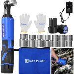 Clé à cliquet électrique sans fil dayplus 12v 3 - 8 (10 mm) 40n. m avec 2 batteries 7 douilles Clé à cliquet électrique sans fil dayplus 12v 3 - 8 (10 mm) 40n. m avec 2 batteries 7 douilles