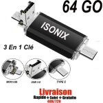 Cl� usb 64 go 3 en 1 micro usb type c et usb drive pour tous android smartphones tablette pcs