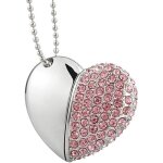 Cl usb - marque - 64go - collier c?ur portable - rose