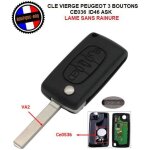 Cl� vierge cle 3 boutons coffre 433 mhz lame va2 sans rainure peugeot ce0536 ask 207 307 308 cc sw c4 ...
