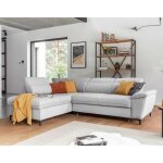 Clever - canap� dangle gauche - 5 places - convertible avec coffre et t�ti�res - en tissu - gris clair ...