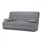 Clic clac 130x190 cm en tissu gris chiné et matelas 13 cm - ebro meubletmoi Clic clac 130x190 cm en tissu gris chiné et matelas 13 cm - ebro meubletmoi