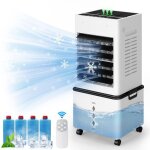 Climatiseur mobile 10l rafraichisseur dair ventilateur avec 6 vitesses 3 buse � led minuterie 24h t�l�commande ...