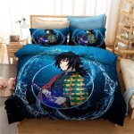 Cln - 349 parure de lit imprim�e 3d demon slayer ensemble de literie avec housse de couette anime japonais ...
