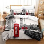 Cln - 3577 parure de lit moderne ensemble de literie avec bus londres paris housse de couette 3d linge ...
