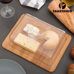 Cloche  fromage - taketokio - lgante en bambou - couvercle acrylique - pour adultes - marron
