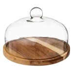 Cloche protection avec plateau acacia 28cm marron Cloche protection avec plateau acacia 28cm marron