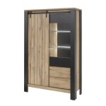Clodius - argentier 2 portes 2 tiroirs m�tal et aspect bois avec leds