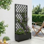 Cloison de s�paration avec bac � fleurs malja acier galvanis� 190 x 82 x 38 cm noir