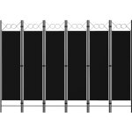 Cloison de séparation - paravent séparation de pièces cloison amovible - 6 panneaux noir 240x180 cm Cloison de séparation - paravent séparation de pièces cloison amovible - 6 panneaux noir 240x180 cm