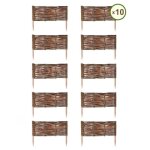 Cl�ture de jardin - floranica - bordure en osier - 10 pcs - hauteur 20 cm - design naturel