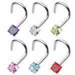Clou piercing nez piercing au nezsquare v nose screw - clear - - piercing en zircon pour le nez 1 pi�ce ...