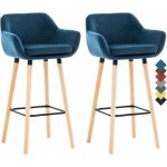 Clp lot de 2 tabourets de bar grant en velours i assise et dossier rembourrs i empitement en bois - ...