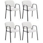 Clp lot de 4 chaises de visiteur ken pro similicuir pitement mtal et accoudoirs rembourrs blanc