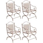 - clp - lot de 4 chaises de jardin lotta en fer avec accoudoirs - array