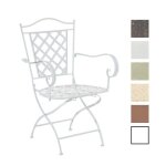 Clp chaise de jardin pliable adara en fer forg� et design antique blanc