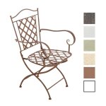 Clp chaise de jardin pliable adara en fer forg et design antique marron antique