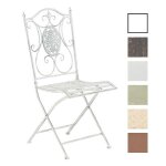 Clp chaise de jardin pliable en métal sibell en fer forgé solide et résistante blanc antique Clp chaise de jardin pliable en métal sibell en fer forgé solide et résistante blanc antique