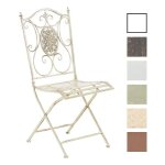 Clp chaise de jardin pliable en m�tal sibell en fer forg� solide et r�sistante cr�me antique