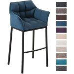 Clp tabouret de bar damaso b avec 4 pieds en acier noir revtement en tissu accoudoirs et repose - pieds ...