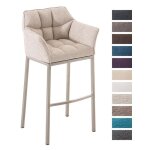 Clp tabouret de bar damaso e avec 4 pieds en acier revêtement tissu avec accoudoirs et repose - pied ... Clp tabouret de bar damaso e avec 4 pieds en acier revêtement tissu avec accoudoirs et repose - pied ...