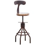 Tabouret de bar - clp - hanam - style industriel - hauteur r�glable - bois de pin et m�tal