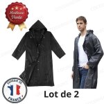Cobye - lot de 2 ponchos noires imperm�ables de poche avec capuche ? cape pluie l�g�re et portable pour ...