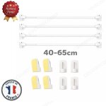Cobye - lot de 4 tringles a rideau extensibles 40 - 65 cm + 8 crochets adhesifs sans percage - rideaux ...