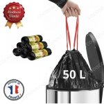 Cobye - lot de 5 rouleaux de sacs poubelle 50l noirs ? lien coulissant r�sistants et anti - fuite ? 10 ...