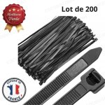 Cobye - lot 200 colliers de serrage 3. 6x200mm noir en nylon ? serflex attache c�ble auto - serrant r�sistant ...