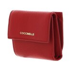 Coccinelle porte - monnaie rouge en cuir pour femme - metallic soft wallet grained leather scarlet 331994 ...