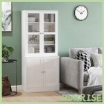 Cocosity biblioth�que vitrine buffet salon meuble de rangement avec 2 portes verre 2 portes bois 4 �tag�res ...