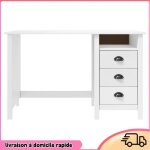 Cocosity bureau hill avec 3 tiroirs 120x50x74 cm bois pin massif - 7894202814977