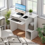 Cocosity bureau informatique multim�dia �tag�res tablette clavier panier gris panneaux particules blanc ...