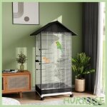 Cocosity cage oiseau sur pied voli�re oiseaux int�rieure sur roulettes 2 mangeoires 8 perchoirs 79 x ...