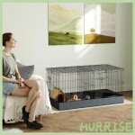 Cocosity cage pour petits animaux 2 en 1 avec dessus amovible enclos lapin 2 zones s�par�es rampe 121 ...